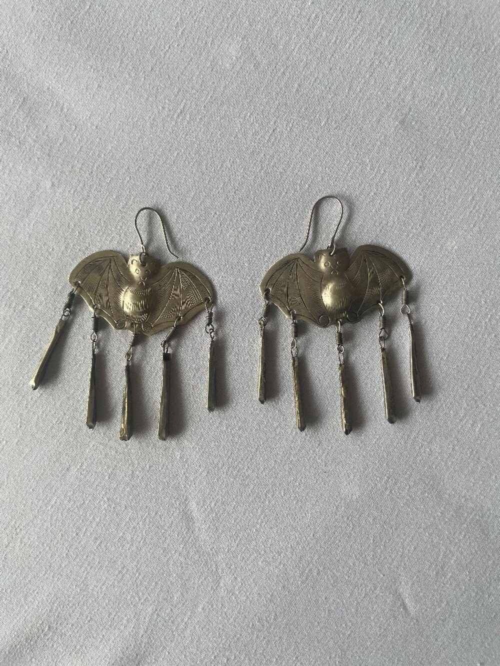 Vintage 80's Drop/Dangle Bat Earrings for Halloween